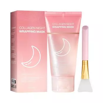 Коллагеновая маска для яркой кожи, отшелушивающая маска, маска для сияющей кожи, эластичности и упругости кожи с кисточкой. One Size розовый