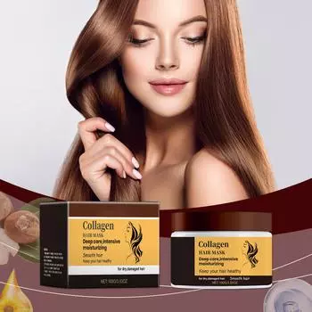 Коллагеновая маска для волос, увлажняющая маска для волос, вьющиеся волосы, глубоко проникает, удерживает влагу, укрепляет волосы, 100 г One Size