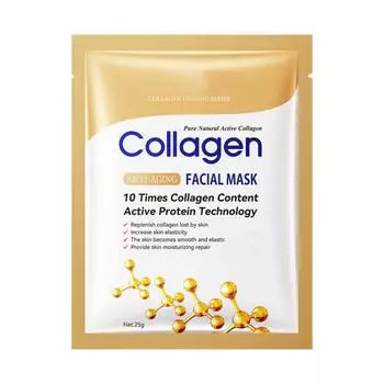 Коллагеновая маска увлажняющая увлажняющая маска усиливает выработку коллагена и осветляет тон кожи улучшает тон кожи и укрепляет и омолаживает кожу 25 мл белый