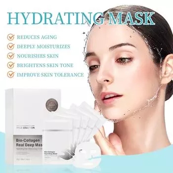 Коллагеновая сплит-отбеливающая маска, водочувствительная гидрогелевая тонкая и прозрачная, против морщин, укрепляющая кожу. 25 мл One Size белый