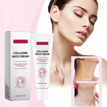 Коллагеновый крем для шеи, укрепляющий и подтягивающий крем для шеи, укрепляющий увлажняющий крем против морщин, разглаживающий крем для шеи One Size белый