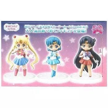 Коллекционная фигурка Pretty Guardian Sailor Moon Crystal для девочек1 Anime Goods Prize Banpresto (Полный комплект 3 типов + бонус постер в комплекте)