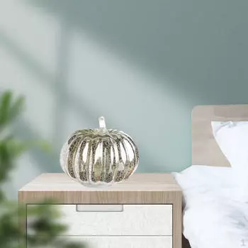 Коллекционная хрустальная скульптура тыквы с украшением для осеннего урожая Silver 3