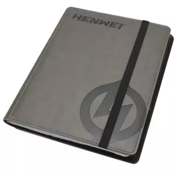 Коллекционная картотека, альбом для хранения карточек, 9 карманов, искусственная кожа, с ремешком (Серый)