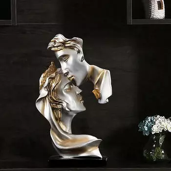 Коллекционная статуя пары из смолы с орнаментом для гостиной, свадебной вечеринки, абстрактное искусство, романтика серый
