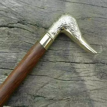 Коллекционная винтажная твердая латунная ручка с головой утки, антикварная деревянная трость