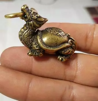 Коллекционные китайские латунные резные драконьи головы, черепахи, изгоняющие зло и ищущие богатство, изысканные маленькие статуи