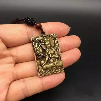 Коллекционные китайские латунные резные изысканные маленькие статуэтки Бодхисаттвы Гуань Инь Гуань Инь