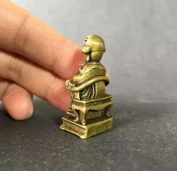 Коллекционные китайские латунные резные изысканные маленькие статуэтки Бога Богатства Маммона