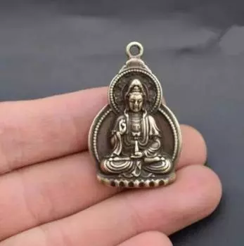 Коллекционные китайские латунные резные изысканные маленькие статуи Бодхисаттвы Будды Гуаньинь Гуаньинь