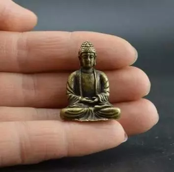 Коллекционные китайские латунные резные изысканные маленькие статуи Будды Майтрейи