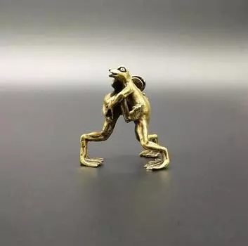 Коллекционные китайские латунные резные лягушки-борцы, изысканные маленькие статуэтки