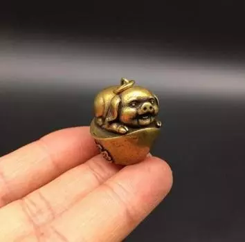 Коллекционные китайские латунные резные юаньбао, свинья, деньги, богатство, изысканные маленькие статуи