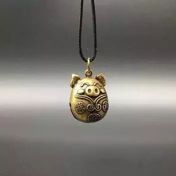 Коллекционные китайские латунные резные животные зодиака, свинья, изысканные маленькие статуи