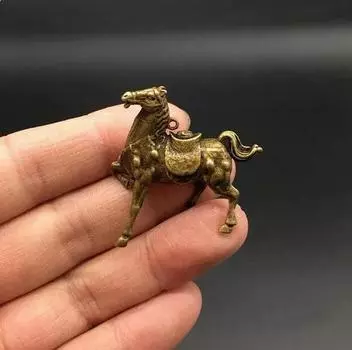 Коллекционные китайские латунные резные животные, зодиакальные лошади, моральное богатство, изысканные маленькие статуэтки-подвески