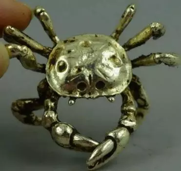 Коллекционные китайские медные резные яркие крабы, изысканные маленькие статуэтки