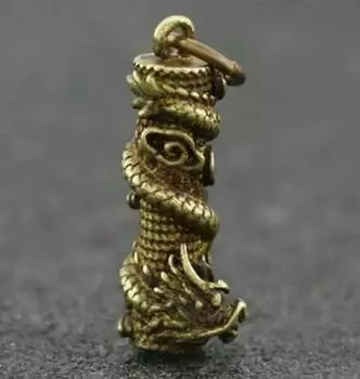 Коллекционные китайские резные статуи из чистой латуни в виде дракона, автомобильный брелок, изысканные маленькие статуи