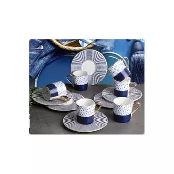 Коллекционный фарфоровый кофейный сервиз из 6 предметов