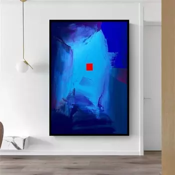 Коллекция Абстрактного Экспрессионистского Искусства Синий и Красный Квадрат Современная Картина Маслом Фотографии Гостиная Картина Маслом 21cm30cm NoFrame