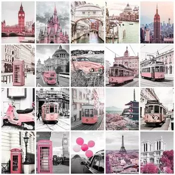 Коллекция алмазной живописи 2023 года, городской пейзаж, домашний декор, вышивка, мозаика, автобус, уличный пейзаж, настенная наклейка Full Round 20x30CM