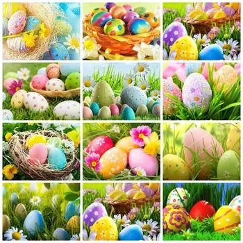 Коллекция алмазной живописи 2023 года Пасхальное яйцо 5d Diy Мозаика Пейзаж Вышивка крестом Кристалл Домашний декор Full Round 20x30CM