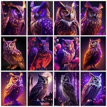Коллекция алмазной живописи 2023 года, сова, фантазия, полная квадратная/круглая вышивка, мозаика с изображением животных, 5d, сделай сам, домашний декор Full Round 20x30CM