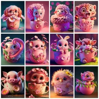 Коллекция алмазной живописи 2023 года, вышивка крестом с изображением животных, мультяшный знак зодиака, овца, мозаика, домашний декор Full Round 20x30CM