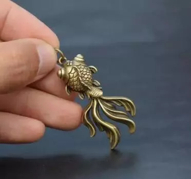 Коллекция архаичная латунная золотая рыбка маленькая СТАТУЯ