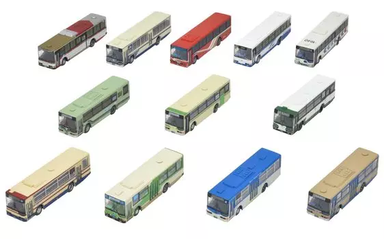 Коллекция автобусов Коллекция автобусов Mitsubishi Fuso Aero Star Long and Short Edition 33rd Edition 12 Pieces BOX Diorama Supplies