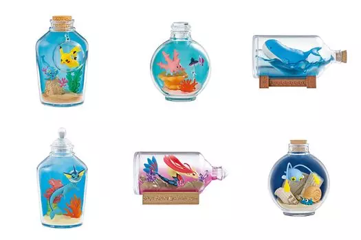 Коллекция бутылочек Pokemon AQUA BOTTLE Waterside BOX 6 6 штук Re-ment ~Shining encounter~ продукты, типы,
