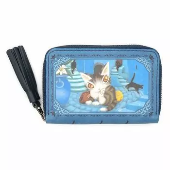 Коллекция Cat Dayan Dayan Aoimachi из натуральной кожи, монета Aoimachi Card [Wachifield] синий