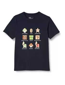 Коллекция Dot Mario Goomba Nokonoko Hatena Block Retro Goods Navy 2 M [Super Mario] Футболка мужская