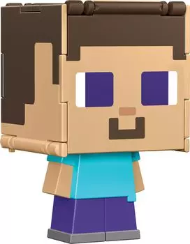 Коллекция фигурок Minecraft от Mattel, масштабная фигурка Fidget Play, большая голова, пиксельный дизайн, May Flippin 2-в-1, 3,75 дюйма (Характер Варьируется)