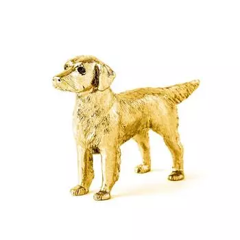 Коллекция художественных фигурок собак породы ретривер с гладкой шерстью, позолоченная в 22 карата, сделано в Англии золотой
