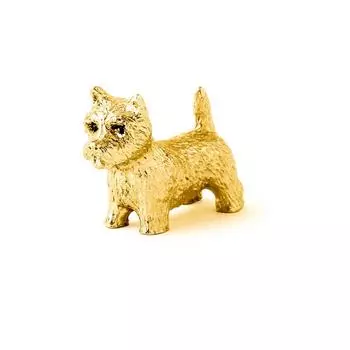 Коллекция художественных фигурок собак породы вест-хайленд-уайт-терьер, позолоченная в 22 карата, сделано в Англии (Маленький)