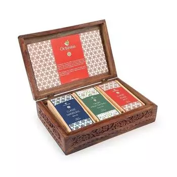 Коллекция индийского чая Octavius, деревянная банка - 600 г (200 г каждый) | Подарочные наборы чая | Ассорти из 3 сортов черного листового чая | Идеально подходит для любителей чая