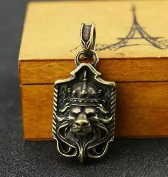 Коллекция Китайская латунная резная голова льва Галли Ночной рыцарь Изысканная маленькая статуя-подвеска