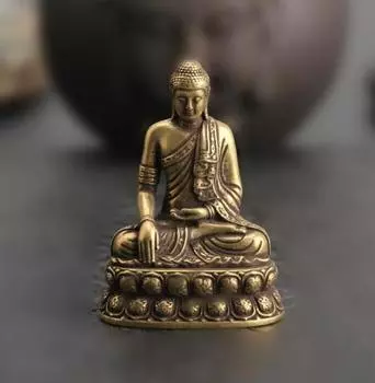 Коллекция китайских латунных резных дюймовых статуй Будды Будды Шакьямуни Лотоса Изысканные маленькие статуи