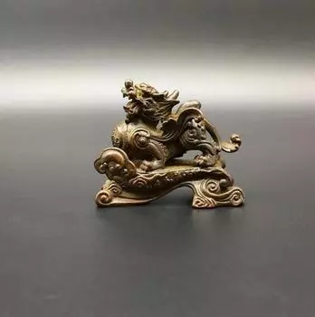 Коллекция китайских латунных резных мифических животных Пиксиу, храбрые войска, благоприятные облака, изысканная маленькая статуя
