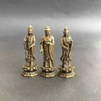 Коллекция китайской медной резной статуи Будды Трех Святых Запада
