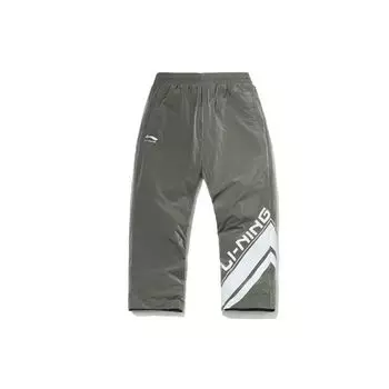 Коллекция Li Ning AW21 Paris Fashion Week Casual Large Logo Straight Leg Sports Брюки мужские Серо-зеленые AYKP041-2 M