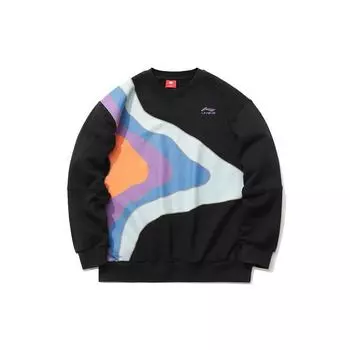 Коллекция Li Ning Paris Fashion Week Color Block, свободный крой, круглый вырез, мужская толстовка, черный цвет AWDR165-3 XS