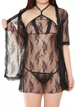 Коллекция нижнего белья Сексуальный ночной халат Черный (Н-002)