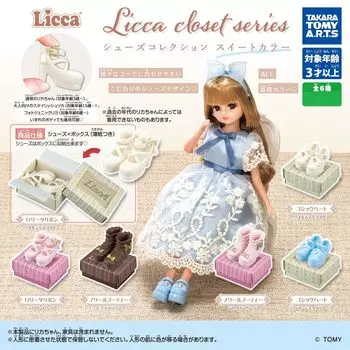 Коллекция обуви серии Licca closet, сладкие цвета, все 6 типов, полный комплект, полный комплект, gacha gacha gacha, капсульная игрушка TakaraTommyArts
