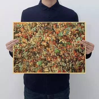 Коллекция персонажей One Piece - Серия из винтажной крафт-бумаги Декоративная живопись 50*35cm