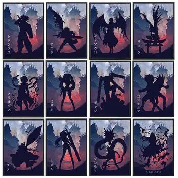 Коллекция персонажей японского аниме, постеры и принты, Аста, черный клевер, силуэт, художественная картина на холсте, настенная картина 21cm30cm NoFrame