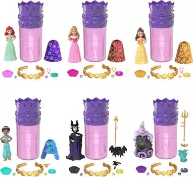 Коллекция Princess Color Water Color Magic Bijou, 4 мини-фигурки для детей от 6 лет и старше. Disney/Disney Reveal! (Удивительная кукла) Переодевание