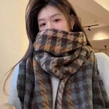 Коллекция Thousand Birds Plaid Scarf Women s Winter Advanced Sense Thickened Warm Scarf Men