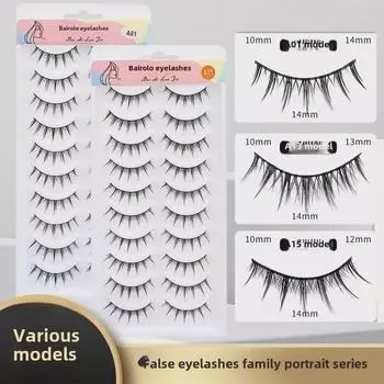 Коллекция в стиле дьявола Yirenhui: 10 пар густых, длинных, мягких, удобных накладных ресниц с мультяшным рисунком и черным стержнем