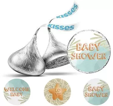 Коллекция вечеринок Inkdotpot Boy Girl Baby Shower, упаковка из 190 наклеек для шоколадных этикеток Kisses, самодельные наклейки для вечеринки Kiss 3x2 Inch белый